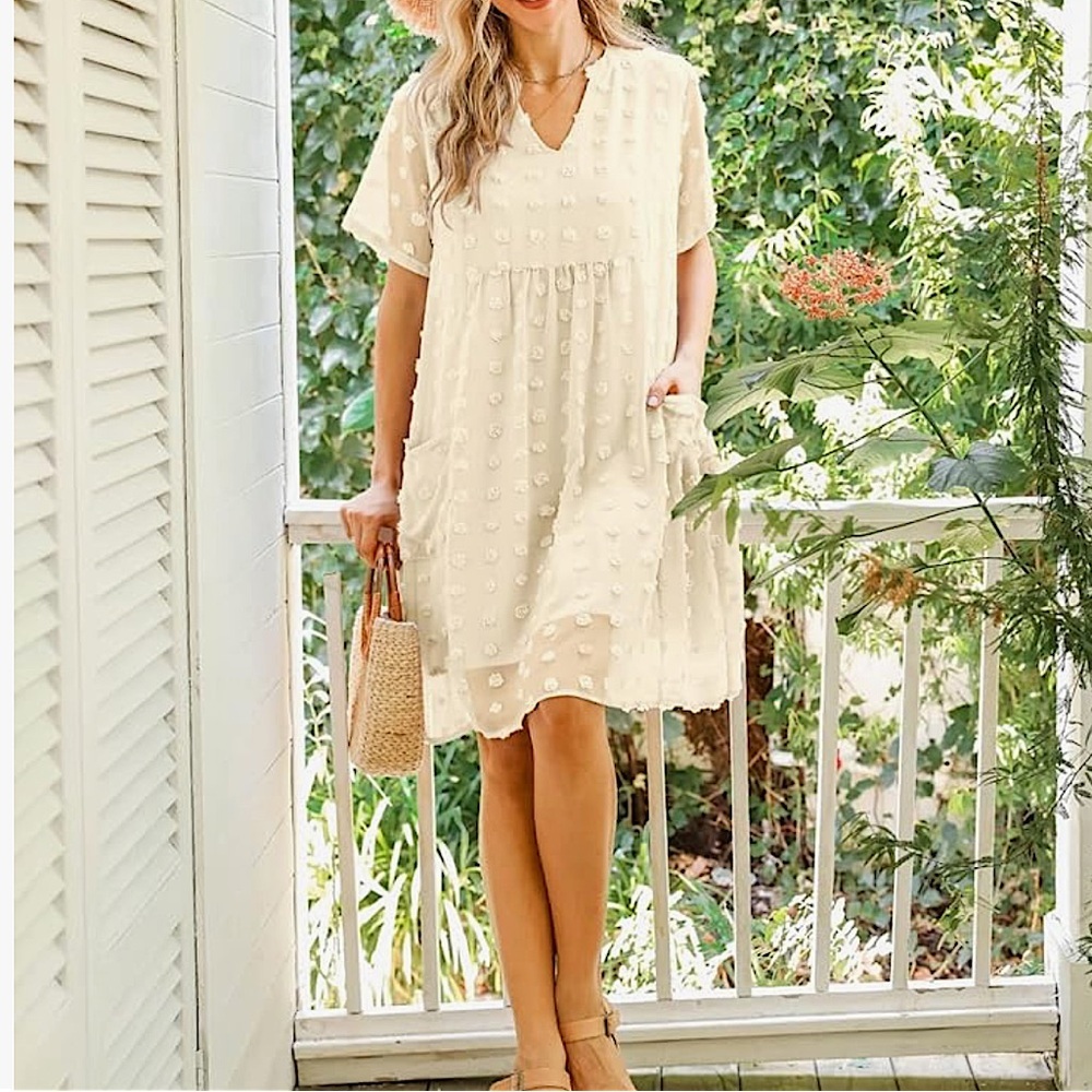 Chiffon Swiss Dot Flowy Mini Dress